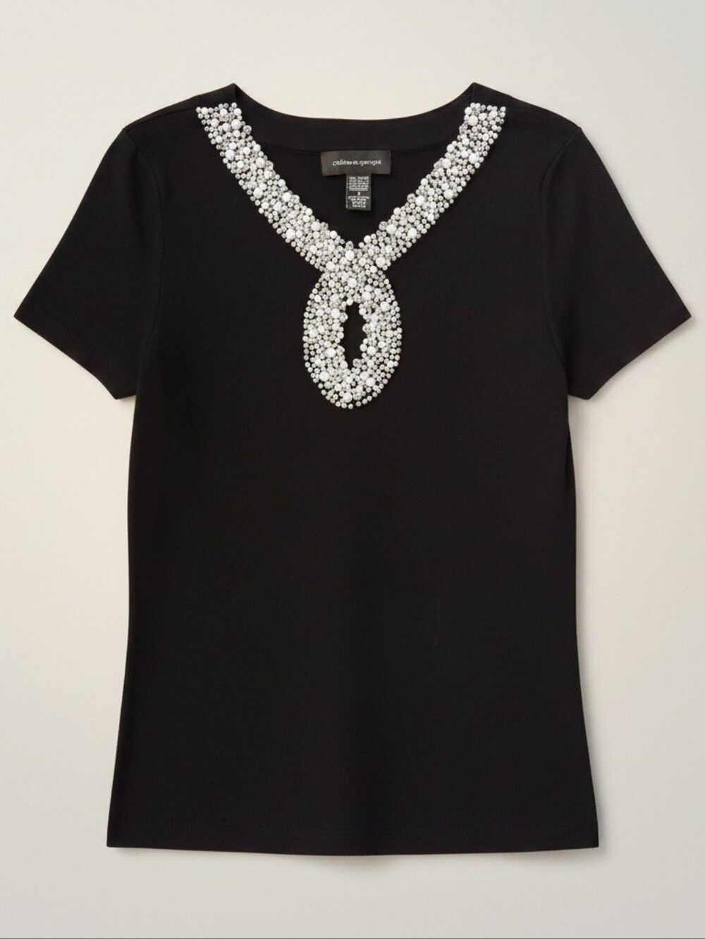 Cable & Gauge Sophisticated Black Embellished Top Sz S